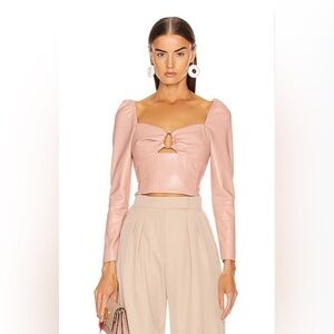 NEW Jonathan Simkhai Vegan Leather Pleated Top Pink sz 0